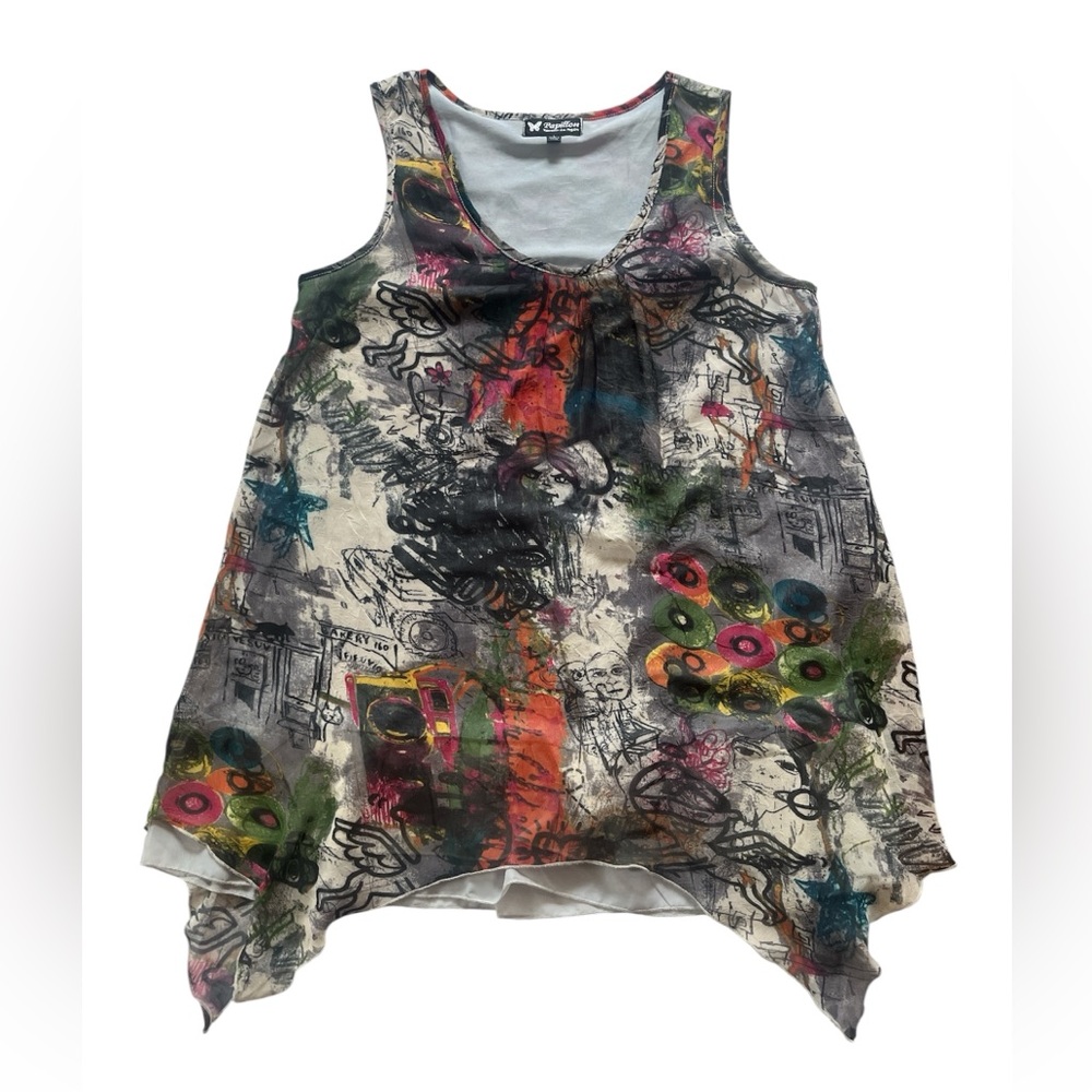 Boho Multicolor Scoop Neck Tank Top